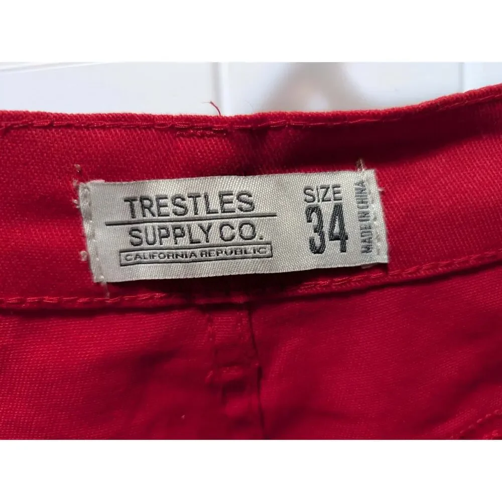 NEW Trestles Supply Co Men’s 34 Shorts Red Paint Splatter Hip Hop Y2K Streetwear